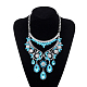 Le donne di moda gioielli di zinco collane collare di vetro in lega di strass fiore pettorina dichiarazione girocollo NJEW-BB15083-D-8
