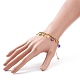 Lampwork Evil Eye & Brass Clover Heart Charms Bracelet with Stainless Steel Chains for Women BJEW-TA00141-3