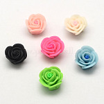 Manuell Polymer Clay 3 d Blume Rose Perlen, Mischfarbe, 20x12 mm, Bohrung: 2 mm