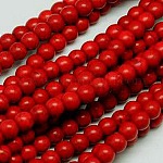 1 Strang synthetischen Türkis runde Perlen Stränge, gefärbt, Purpur, 8 mm, Bohrung: 1 mm, ca. 50 Stk. / Strang, 15.35 Zoll