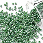 Perles de rocaille en verre, couleurs opaques lustered, ronde, vert de mer moyen, 2mm, Trou: 1mm, environ 30000 pcs / livre