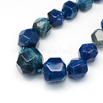 Chapelets de perles en agate naturelle teintée, étoiles coupées perles rondes, facette, bleu royal, 12~25x11~24x10~22mm, Trou: 2~3mm, Environ 27 pcs/chapelet, 18.8 pouce
