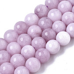 Natural Quartz Beads Strands, Dyed & Heated, Imitation Kunzite Color, Round, Plum, 6mm, Hole: 1mm, about 61pcs/Strand, 14.96 inch(38cm)