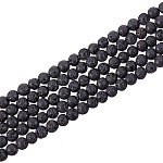 Fili di perle rotonde in pietra lavica naturale, nero, 4~5mm, Foro: 0.8 mm, circa 94pcs/filo, 15.7 pollice