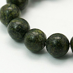 天然石ビーズ連売り  天然蛇紋岩/グリーンレースストーン  ラウンド  濃い緑  直径約4mm  穴：0.8mm  約106個/連  15~16インチ