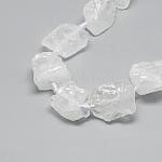 Chapelets de perles en cristal de quartz naturel, perles de cristal de roche, pépites, 10~27x17~33x17~33mm, Trou: 3mm, Environ 12~15 pcs/chapelet, 15.7 pouce