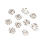 Silberfarbene plattierte Legierungsblumenperlenkappen, ausgefallene Perlenkappen, 9x4 mm, Bohrung: 2 mm