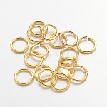 De color de oro anillos de bronce de salto, sin plomo y cadmio, anillos del salto abiertos, 18 calibre, 8x1mm, diámetro interior: 6 mm, aproximamente 430 unidades / 50 g