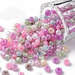 Perles de rocaille en verre, Ceylan, ronde, couleur mixte, 4mm, Trou: 1.5mm, environ 4500 pcs / livre