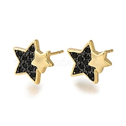 Серьга-гвоздик из латуни с микропаве из кубического циркония EJEW-C101-01G
