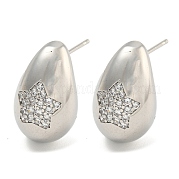 Серьга-гвоздик из латуни с микро-паве EJEW-C102-29A-P