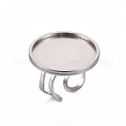 201 Stainless Steel Cuff Pad Ring Settings STAS-S080-040G-P