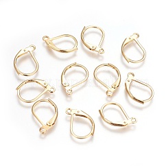 Accesorios para pendientes con cierre de palanca de acero inoxidable 304, con bucle, real 18k chapado en oro, 16x10x1.7mm, agujero: 1.4 mm, pin: 0.8 mm