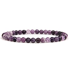Bracelets extensibles en lépidolite naturelle de 4 mm