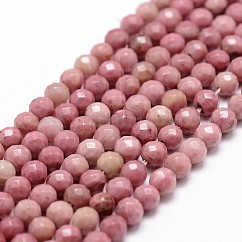 Perline Rhodonite naturale fili, sfaccettato, tondo, 4mm, Foro: 1 mm, circa 86pcs/filo, 14.3 pollice