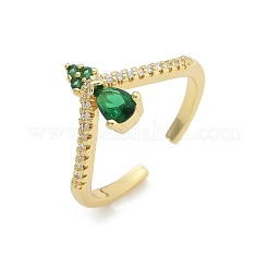 Кольца-манжеты для женщин с покрытием в виде капли из латуни с микропаве из кубического циркония&nbsp;RJEW-M028-84G