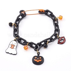 Bracelets à breloques en alliage émaillé thème halloween&nbsp;BJEW-JB05978
