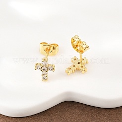 Boucles d'oreilles en laiton avec zircone cubique de micro pave&nbsp;EJEW-F405-19B-G