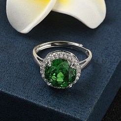 925 серебряное кольцо с кубическим цирконием в микропаве RJEW-B134-01B-05