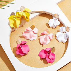 5 пара двухцветных акриловых сережек-гвоздиков в форме цветка&nbsp;EJEW-AN0003-68