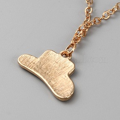 Ожерелье с подвеской из эмали и ковбойской тематикой на цепочках&nbsp;NJEW-WH0013-17A