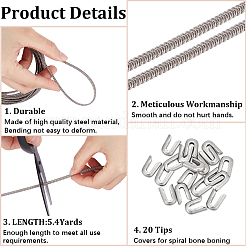 5м спиральный корсет из нержавеющей стали 201 с косточками DIY-GF0009-19B