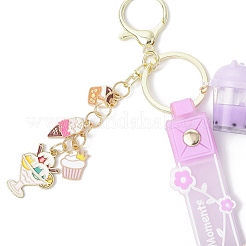 合金エナメルペンダントとミルクティー樹脂とアクリルカップペンダントキーホルダー  花柄PVCロープキーホルダー付き  ライラック  240mm&nbsp;KEYC-JKC01233-01