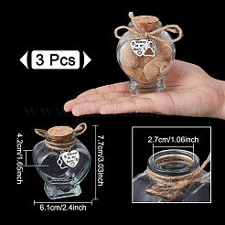 3 шт. памятная бутылка в форме сердца из шерсти домашних животных с подвесками в виде отпечатков лап AJEW-NB00002