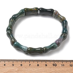 竹製の天然インディアンアゲートビーズを使用した伸縮性ブレスレット（女性用・男性用）  内径：2.36インチ（6cm）&nbsp;BJEW-K304-01A