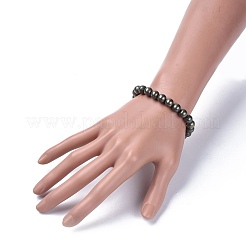 Натуральный пирит круглые бусины стрейч браслеты BJEW-JB04176-02