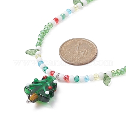 Collar con colgante de árbol de navidad acrílico&nbsp;NJEW-TA00076