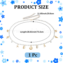 Taillenkette mit Quaste aus Naturmuscheln und Eisen in Form eines Seesterns&nbsp;AJEW-CP0011-35B