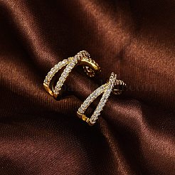 Серьги-каффы из латуни с микропаве из прозрачного кубического циркония EJEW-H147-06G