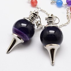 Крашеные натуральный агат бисером маятник шарм браслеты BJEW-F193-M