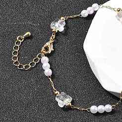 Браслеты-цепочки из латуни и стекла для женщин BJEW-F517-02G-01