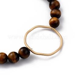 Bracelets en perles extensibles rondes en oeil de tigre naturel&nbsp;BJEW-JB05408-05