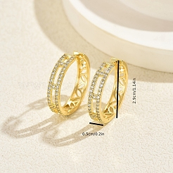 Полые латунные серьги-кольца с прозрачными кубическими циркониями&nbsp;OV8801