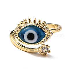 Offener Bunte Malerei-Evil-Eye-Manschettenring mit klarem Zirkonia&nbsp;RJEW-L104-05G-03