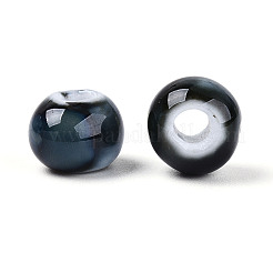 手作りの陶器ビーズ  ロンデル  ファンシーアンティーク施釉磁器  ダークスレートブルー  8.2~9x7~7.5mm  穴：2.5~3mm&nbsp;PORC-T133-11A-03