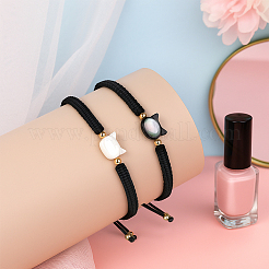 12шт 2 цвета искусственный жемчуг плетеные бусины браслеты для мужчин и женщин&nbsp;BJEW-GO0002-04