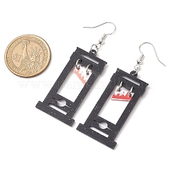 ハロウィーンプリントのアクリルダングルイヤリング  鉄のピアスフック  ナイフチャーム  プラチナ  ブラック  60x23.5mm&nbsp;EJEW-JE06124-06