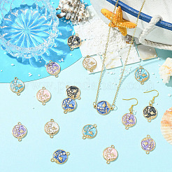 24 шт. 6-цветные эмалевые подвески-соединители из океанического сплава&nbsp;FIND-YW0011-51