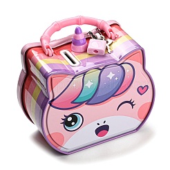 Железные банки для денег с головой единорога для детей&nbsp;LS-AJEW-G053-01A