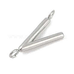 304ステンレススチールレターコネクタチャーム  ステンレス鋼色  V字  12x5x2mm  穴：1.2mm&nbsp;STAS-M108-01P-22