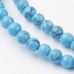 Синтетические нити бирюзового бисера G-G735-13-4mm