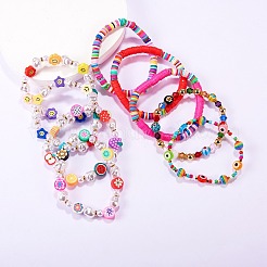 Набор браслетов из бисера на тему цветов и фруктов BJEW-SW00013