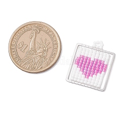 Квадратный стеклянный бисер ручной работы с подвесками в форме сердца&nbsp;PALLOY-MZ00928-01