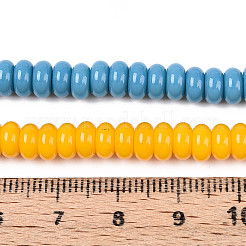 Гальванизировать непрозрачные сплошной цвет стеклянные бусы пряди&nbsp;GLAA-T025-6mm-18