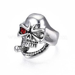 Teschio punk gotico con anello polsino aperto in lega di sigaretta con strass per uomo donna&nbsp;RJEW-T009-51AS