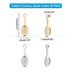 80個2色304ステンレススチールチャーム  バドミントンラケット  ゴールデン·ステンレス鋼色  13x4x1.5mm  穴：1mm  40個/カラー&nbsp;STAS-UN0035-38